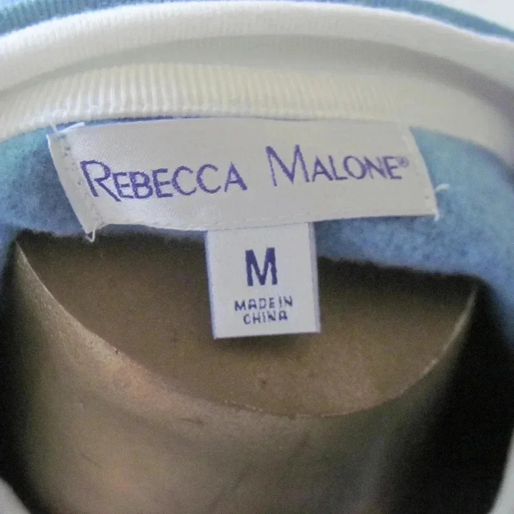 NWT Rebecca Malone Blue Owl Print Button Top  M - Picture 6 of 6